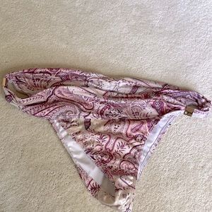 Victoria’s Secret woman swim bottom pink floral mid rise bikini lined logo Large